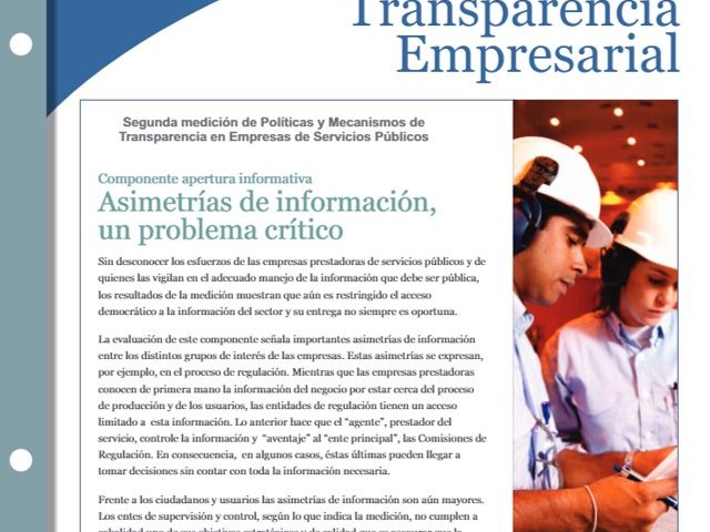 Boletin A Transparencia Empresarial – II Medición de Políticas de Transparencia en Empresas de Servicios Públicos