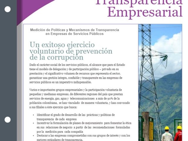 Boletin B Transparencia Empresarial – II Medición de Políticas de Transparencia en Empresas de Servicios Públicos